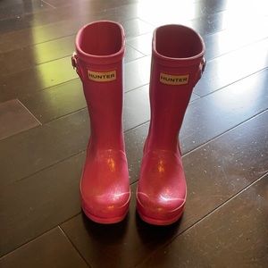 Pink Sparkly Hunter Boots-Girls 12/13